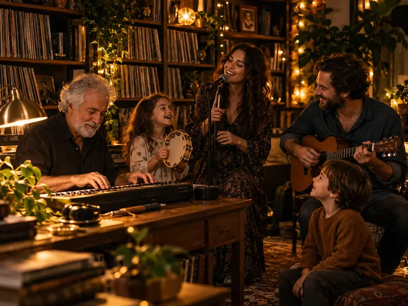 Family in a desk concert